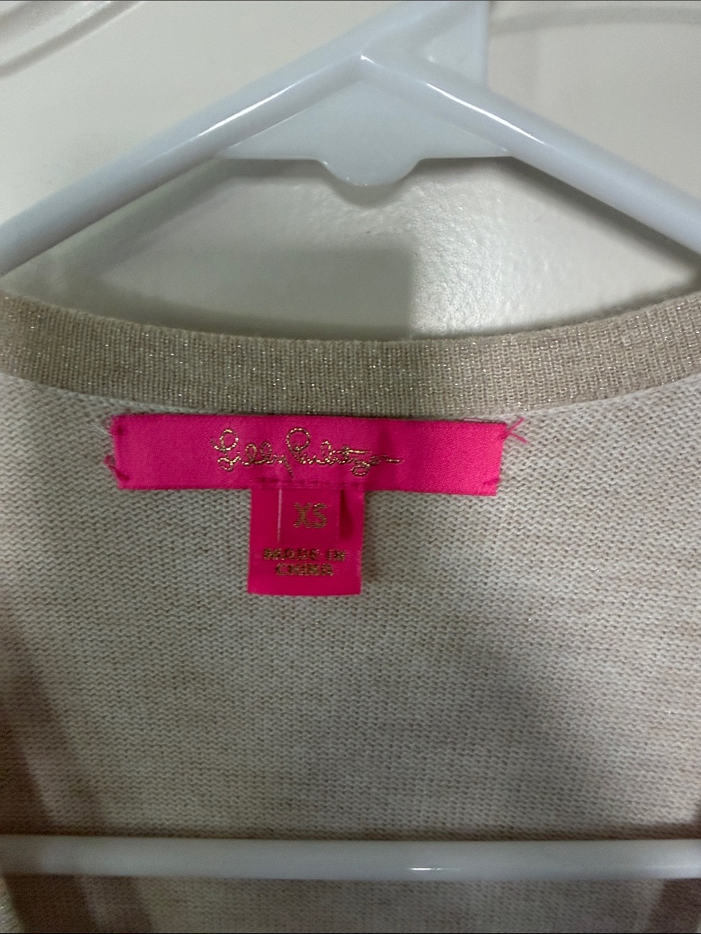 Lilly Pulitzer Neutral Beige/Gold Wrap-Front Cardigan - Picture 2 of 4